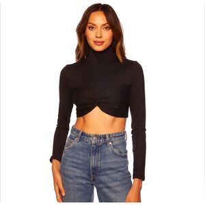 Susana Monaco Twist Mock Crop Top Black Size L